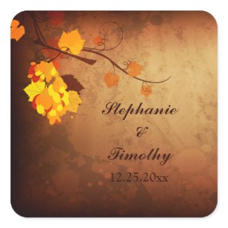 Fall leaves vintage distressed wedding stickers