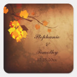 Fall leaves vintage distressed wedding stickers