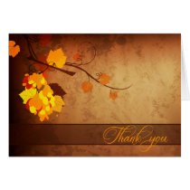 Fall leaves vintage distressed wedding thank you greeting cards