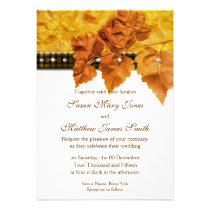 Fall leaves weave diamond wedding invitations