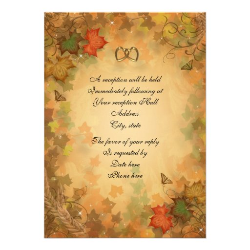 Fall leaves wedding Invitation