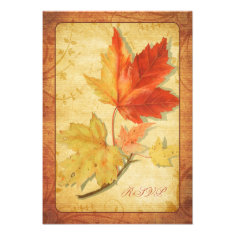 Fall Leaves Wedding Reply Card (RSVP Card) Personalized Announcement