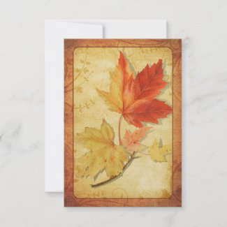 Fall Leaves Wedding Reply Card (RSVP Card) Ver Two Personalized Invites