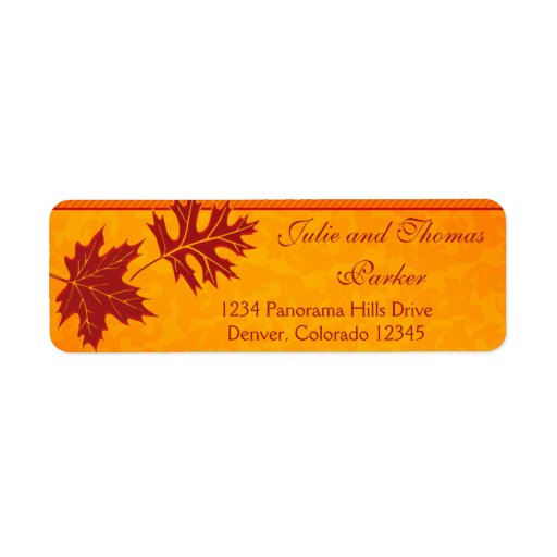 Fall Leaves Wedding Return Address Labels