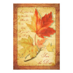 Fall Leaves Wedding Save the Date Announcement