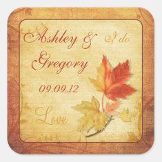 Fall Leaves Wedding Sticker or Envelope Seal