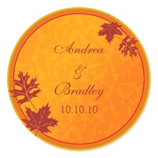 Fall Leaves Wedding Stickers sticker