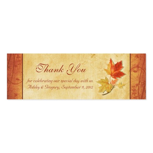 Fall Leaves Wedding Thank You Favor Tags Business Card Templates