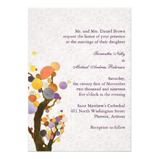 Fall Love Trees Modern Wedding Invitations