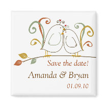 Fall Lovebirds Save the Date Magnets