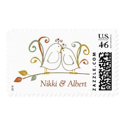 Fall Lovebirds, Save the Date Postage