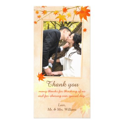 Fall Maple Elegance Wedding Thank You Photo Card