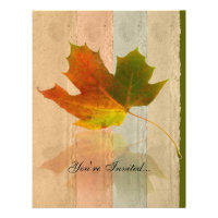 Fall Maple Leaf on Faux Handmade Paper Invitation
