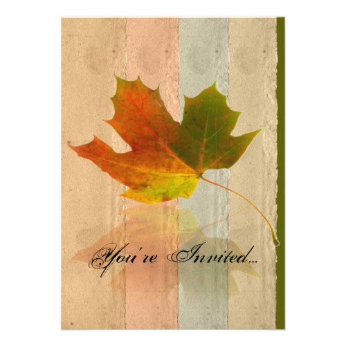 Fall Maple Leaf on Paper Wedding Invitation