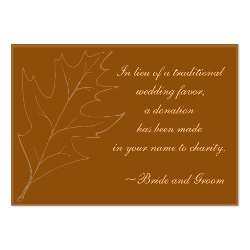 Fall Maple Leaf Wedding Charity Favor Card Business Card (front side)