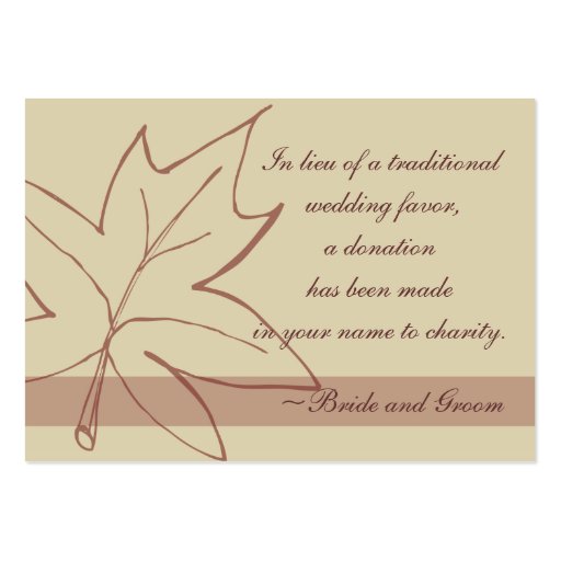 Fall Maple Leaf Wedding Charity Favor Card Business Card Templates (front side)