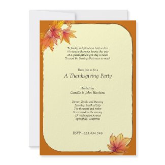 Fall Maple Leaves Thanksgiving Party Invitation invitation