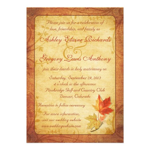 Fall Maple Leaves Wedding Invitation Ver Three