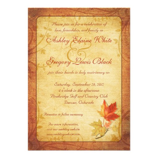 Fall Maple Leaves Wedding Invitation Ver Two