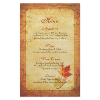 Fall Maple Leaves Wedding Menu Card