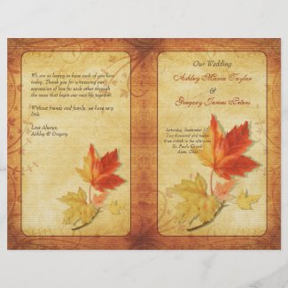 Autumn Maple Leaves Foldable Wedding Program