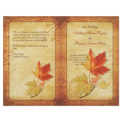 Fall Maple Leaves Wedding Program Flyers