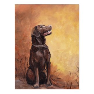 "Fall Memories" Labrador Retriever Art Postcard