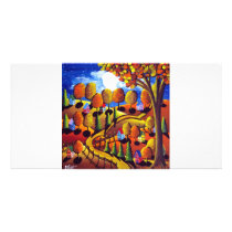 Fall Night Landscape Folk Art photo cards