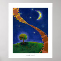 Fall night movie art fun painting for film lovers poster