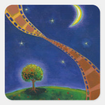 Fall night movie art fun painting for film lovers sticker