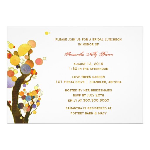 Fall Nocturnal Love Trees Bridal Shower Invitation