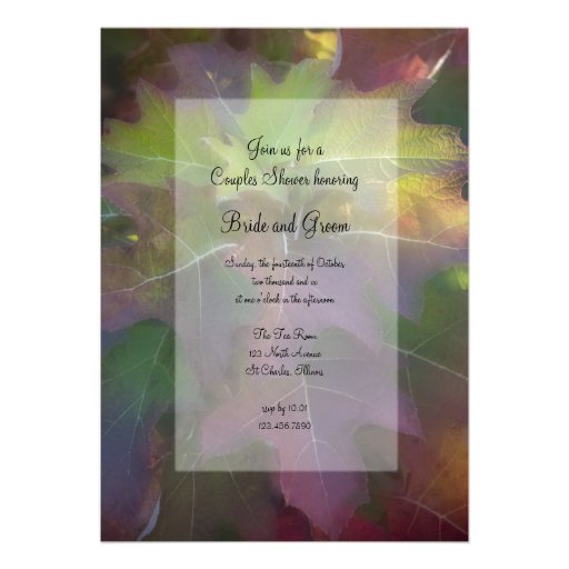 Fall Oak Leaf Hydrangea Couples Wedding Shower Personalized Announcement (front side)