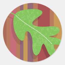 fall oak leaf round sticker