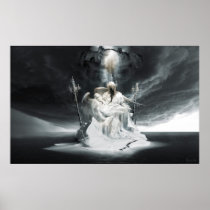 gabriel, lucifer, belial, lyrics, demons, background, sanctuary, entrance, fall, seraph, frost, icicle, heartbreaking, statue, fiction, body, darken, scenery, religion, gateway, broken, archangel, cold, chandelier, monument, carving, surrealism, christ, christianity, Poster with custom graphic design