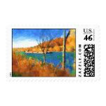 Fall on the Ohio watercolor art Stamp
