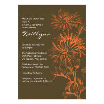 Fall Orange/Brown FloralBridal Shower Invitation