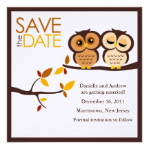 Fall Owls Save the Date Invitations