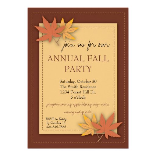 Fall Party Leaves Invitation (front side)