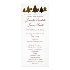 Fall Pine Trees Autumn Wedding Programs Personalized Rack Card