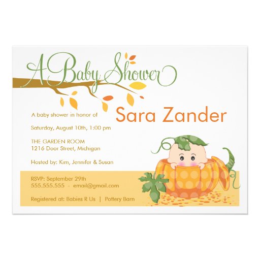 Fall Pumpkin Baby Shower Invitation