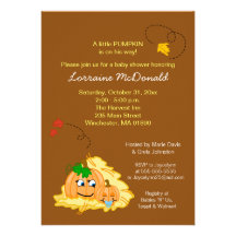 Fall Pumpkin Baby Shower Invitation - Baby Boy