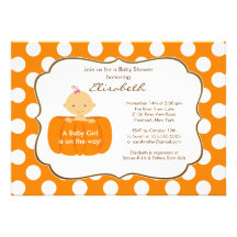 Fall Pumpkin Baby Shower Invitation Girl
