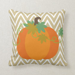 Fall Pumpkin Chevron Zigzag Pattern Throw Pillow