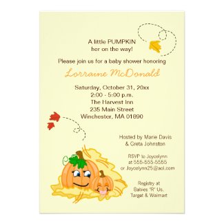 Fall Pumpkin GIRL Baby Shower Invitation Cream