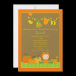 Fall Pumpkin Girl Clothesline Baby Shower Invite