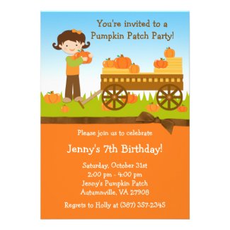 Fall Pumpkin Patch Birthday Party Invitation