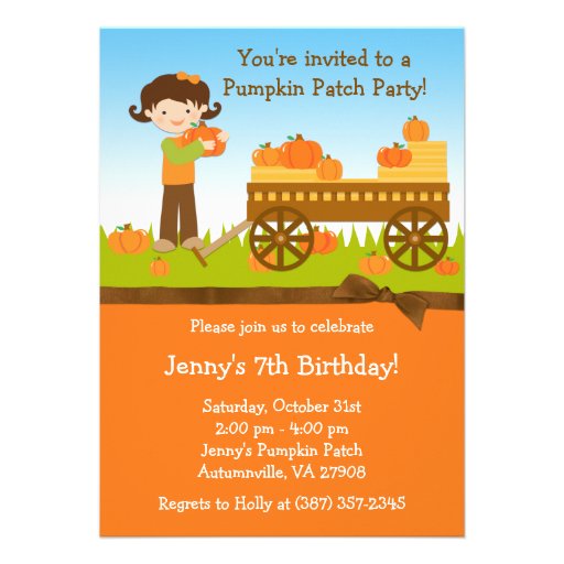 Fall Pumpkin Patch Birthday Party Invitation