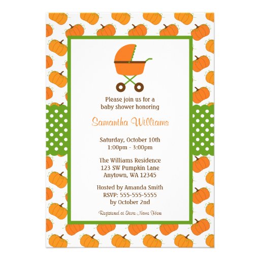 Fall Pumpkins Carriage Baby Shower Invitations