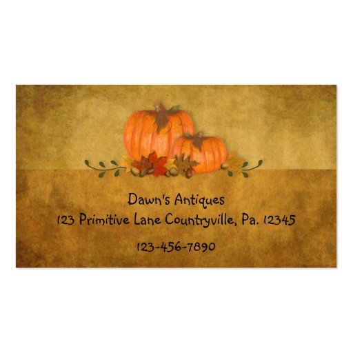 Fall Pumpkins Hang Tag Business Card Template (back side)