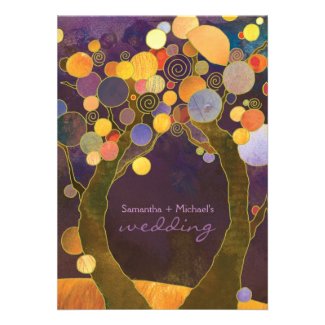 Fall Purple Love Trees Romantic Wedding Invitation
